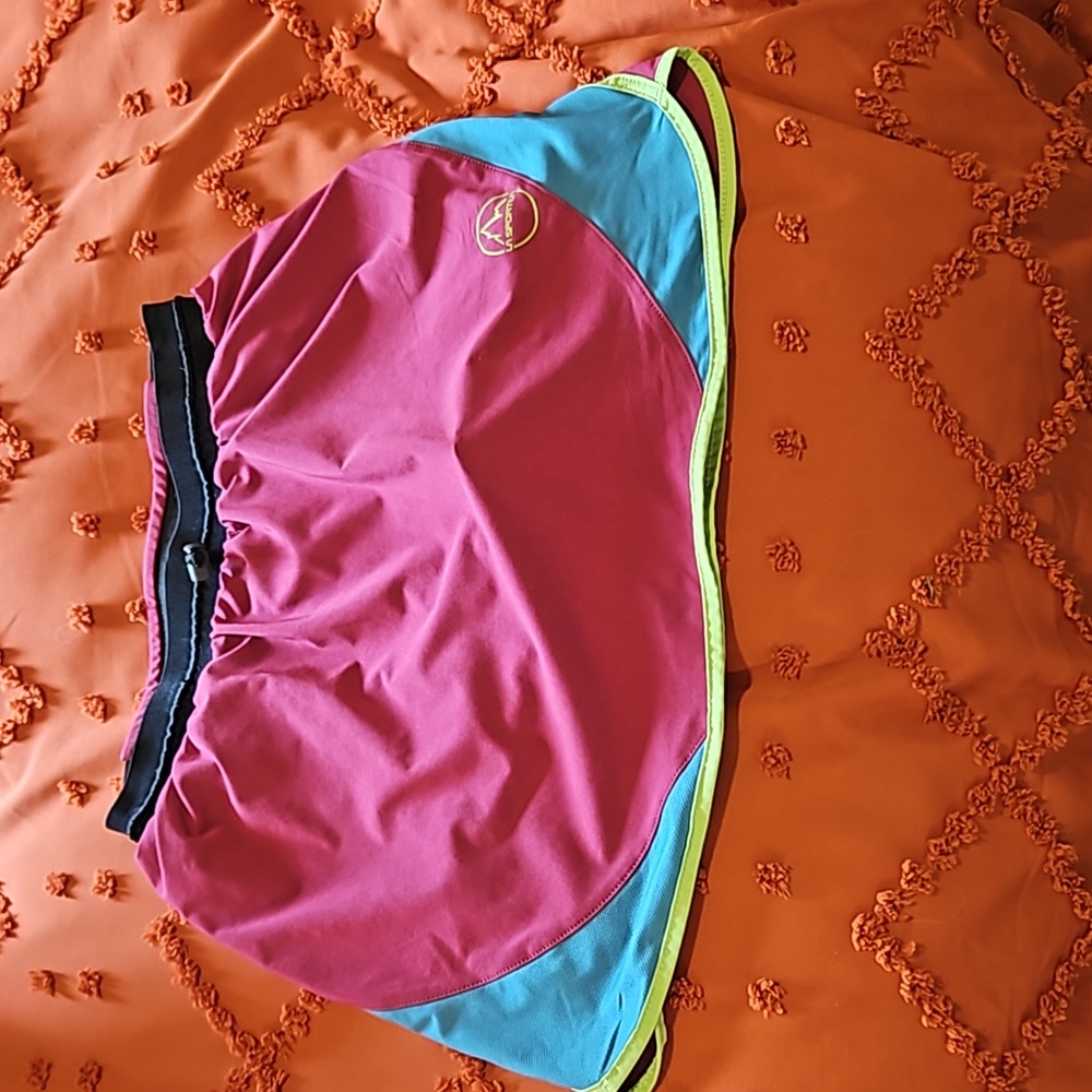 La Sportiva Pink and Blue Athletic Skort with Lime Trim